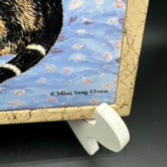 Vintage Mimi Vang Olsen Cats Tile Trivet Wall Plaque 7x7 Tile in Frame Avon - Picture 4 of 10